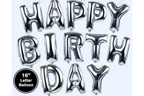 Mini Non-Helium 16 inch Alphabet Balloons (Silver)